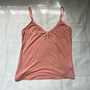 Pink Sleeveless Fitted Camisole with Tie Front